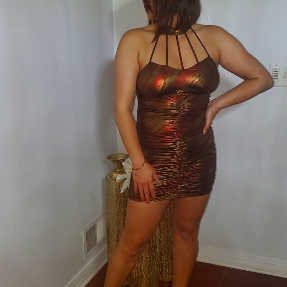 NWT Urban Outfitters Metallic Bronze Mini Dress - Size M